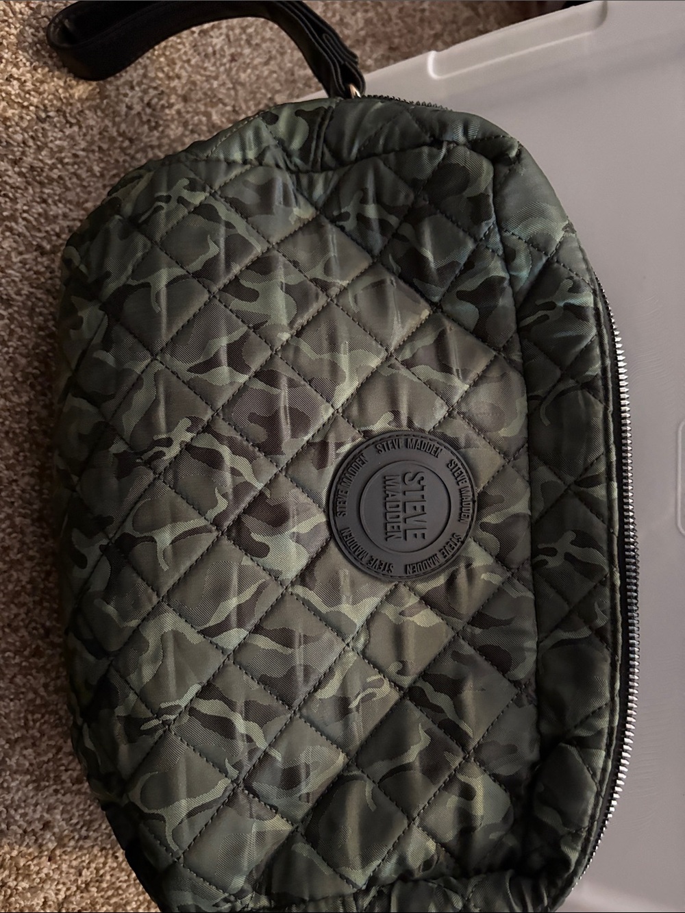 Steve Madden Quilted Camouflage Cosmetic Bag - Green